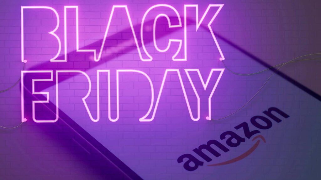 Black Friday sign overlay on top of Amazon app
