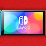 Nintendo Switch OLED on red background