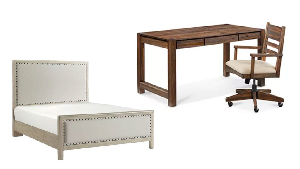 queen bed and desk set