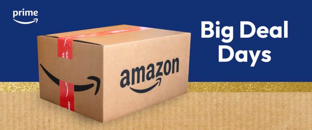 Prime Day Box on blue and gold background