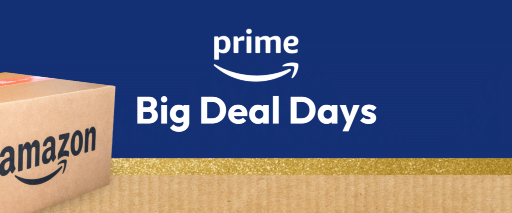 Prime Day Box on blue and gold background